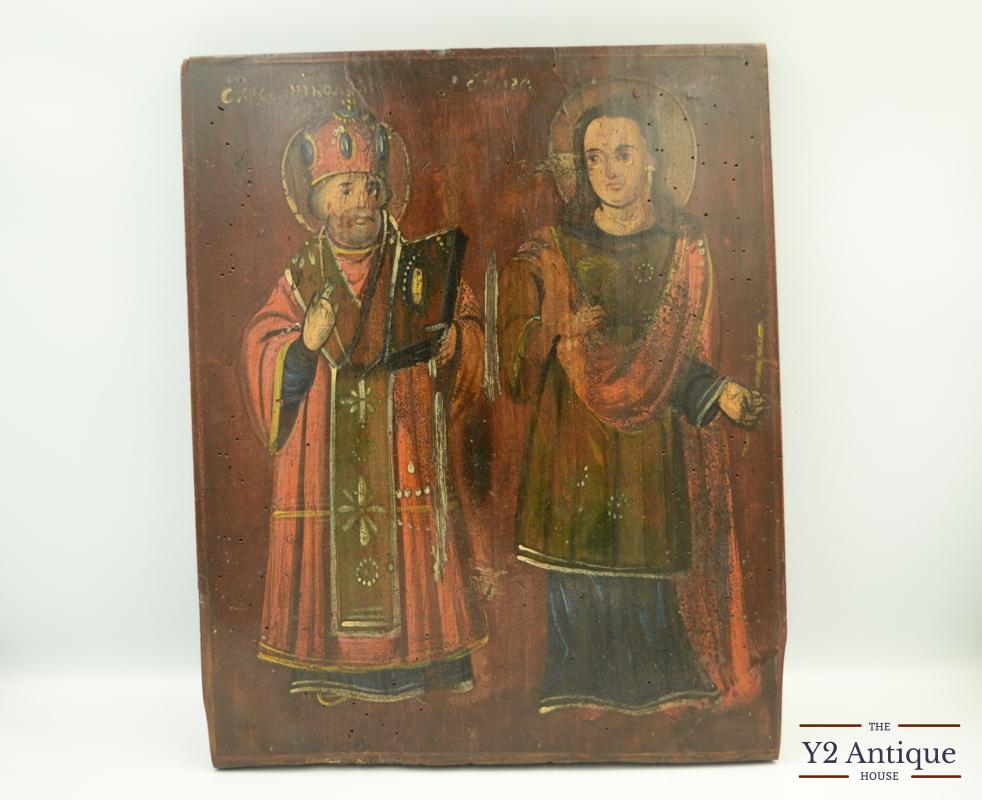Ікона Святий Миколай Чудотворець і Свята Великомучениця Варвара